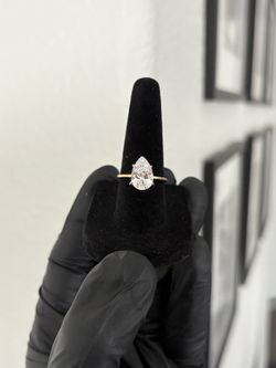 3CT Pear Lab Simulated Wedding Ring | Gold-Tone 925 Sterling Silver Band Available in Sizes 5,6,8