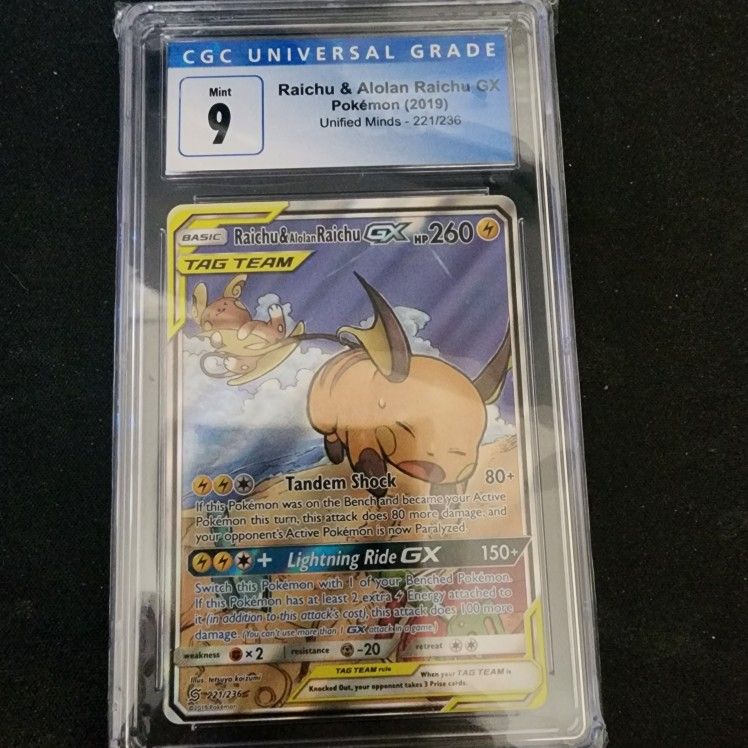 CGC 9 Raichu Alolan Raichu GX 221 Alt Art Tag Team Team Up