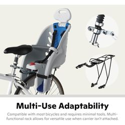 Schwinn Bike Child Carrier, Rear Mounted Toddler Bike Seat for Adult Bikes, Kids Ages 1 Year+, Max Weight 40 lbs, Adjustable Harness