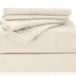 Twin Size    Sheet Set - 4 Piece Hotel Luxury Wrinkle-Free Microfiber, 16" Deep Pockets, Cream