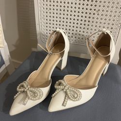 White Bow Heels