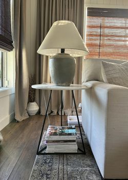 World Market Round White Marble Accent Table