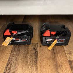 Pair Of Milwaukee M18 Battery 5.0