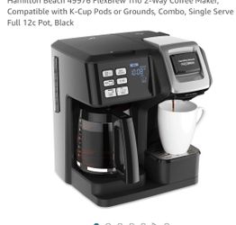 Hamilton Beach Dual Coffe Machine- Full Pot Or Individual Cup As Keurig Single Coffe