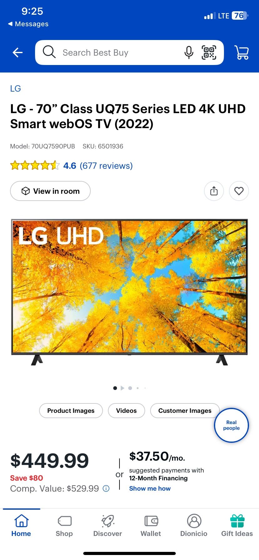 LG 70 Inch Smart TV