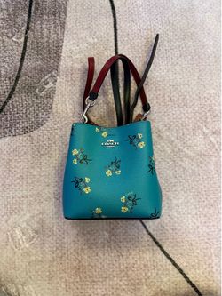 Coach blue floral bow purse