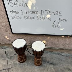 Djembe Drums Carved Wood