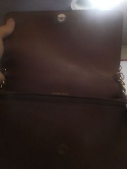 Brown Leather Clutch Bag with Chain Strap