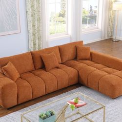 Tufted Lounge Style L-shaped Modular Chaise Sectional Sofa Couch