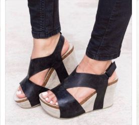 Wild N Out Black Wedge Sandals