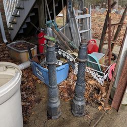 A Pair Of Vintage Cast Iron Post With Horse Heads