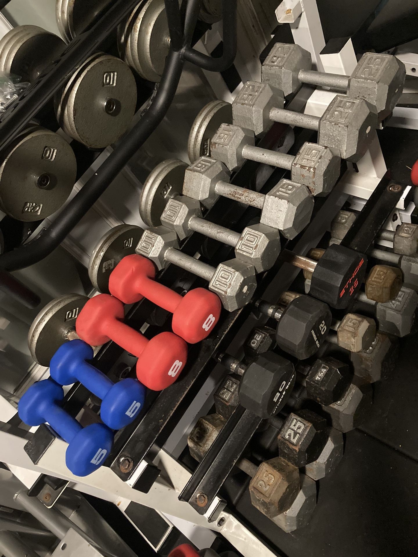 Complete Set Of 5 Pairs Of Hex Dumbbells - 5’s To 25’s