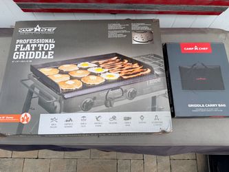 Camp Chef 16 in. x 24 in. Seasoned Steel Professional  Griddle ($120 value) new inbox with carry bag ($40 value)