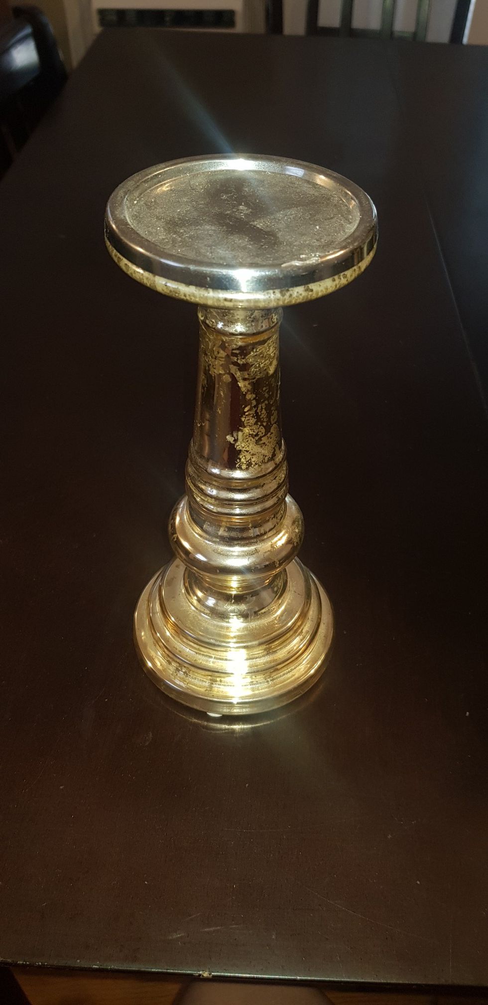 Distressed Gold Candle Holder