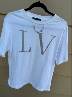 Louis Vuitton Rhinestone Chain White Tee