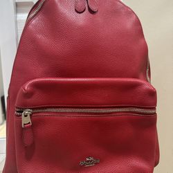 Red Leather Backpack- Coach 