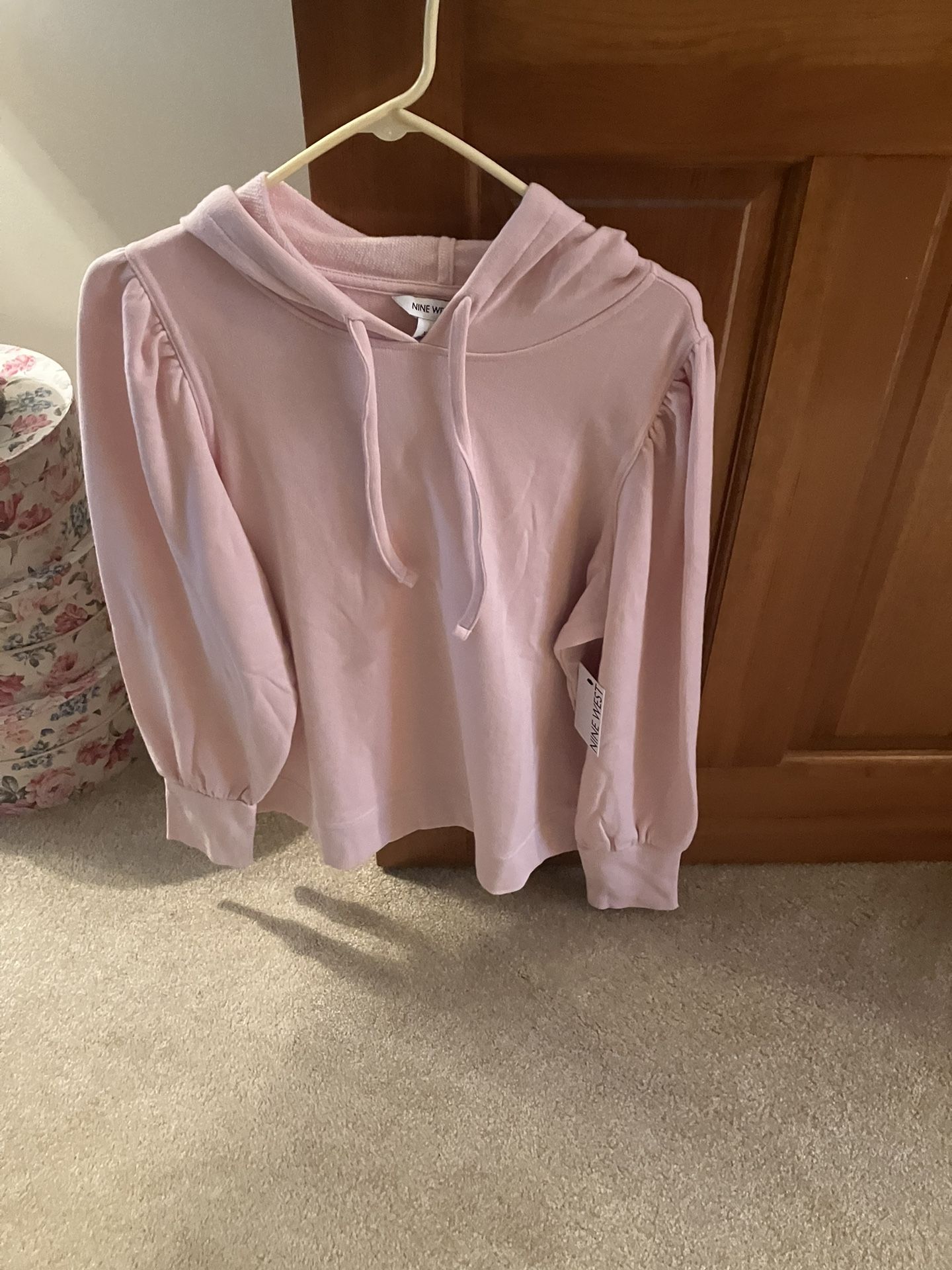 Womens Nine West Pink Hooded Sweatshirt NWT