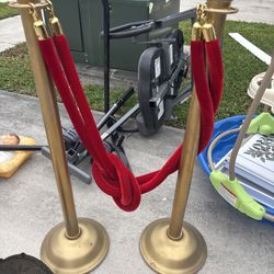 Heavy Gold Stanchions Posts with Red Velvet Rope – Event / Crowd Control