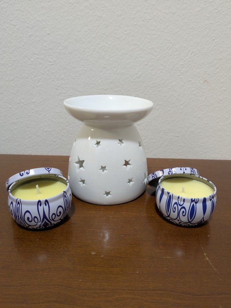 Candle Warmer + 2 Scented Candles