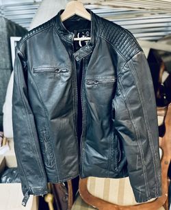 Guess 100% Genuine Black Distressed Leather Jacket
