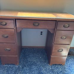 Antique Brown Wood Desk