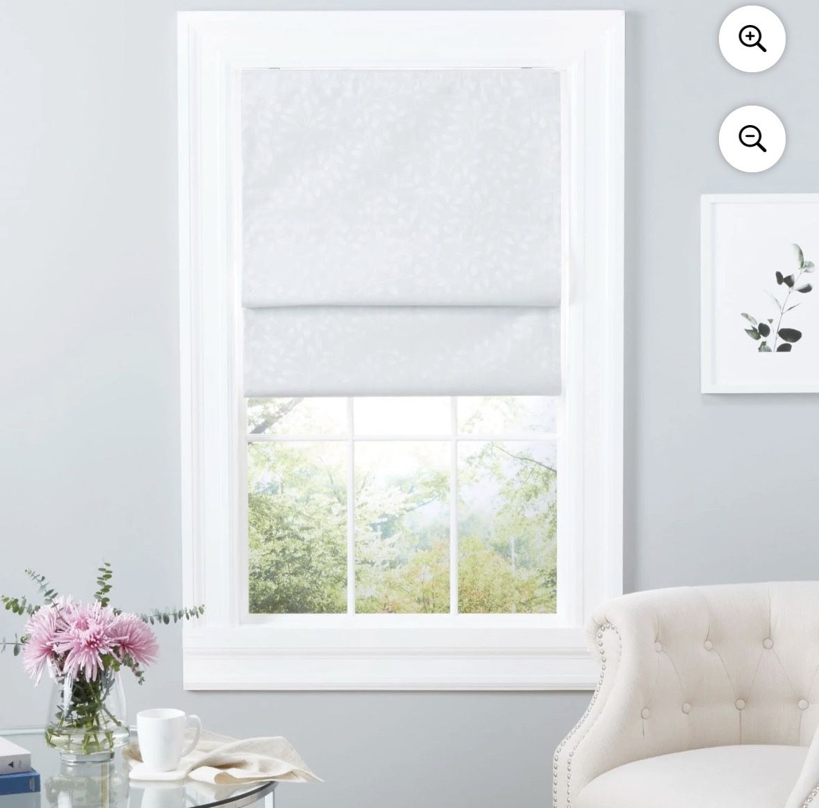 Exclusive Home Bolan Botanical Total Blackout Roman Shade, 31"x 64", White