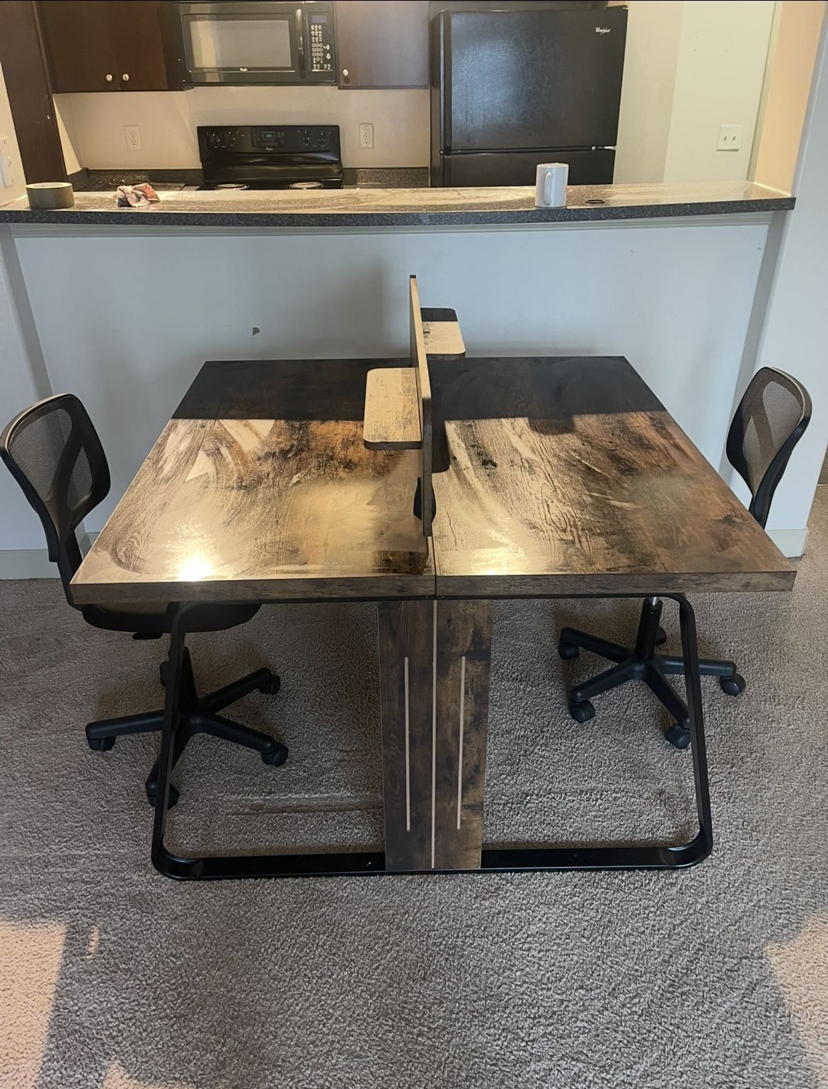 2-Person Office Desk Espresso With Chairs