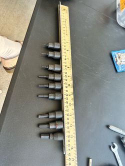 Vintage Challenger USA SAE Hex Bit Impact Socket Set 9pc On Metal Rail Made in USA