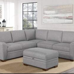 Sectional with Storage Ottoman- Thomasville Langdon Fabric Sectional with Storage Ottoman