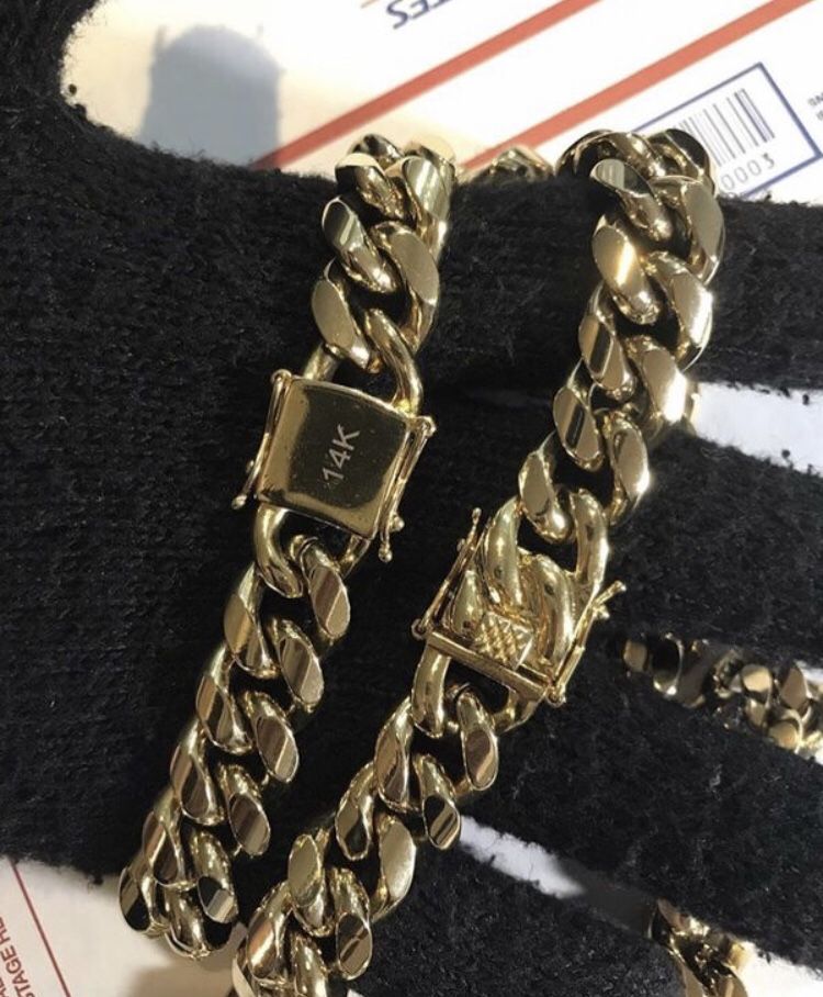 Cuban link set chain and bracelet