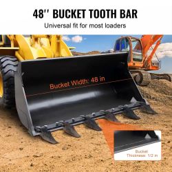 ❤️‍🔥 48-inch VEVOR bucket tooth bar, 6-tooth heavy-duty tractor bucket bar