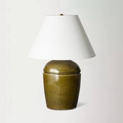 New Medium High Gloss Ceramic Table Lamp Green - Threshold™ designed with Studio McGee