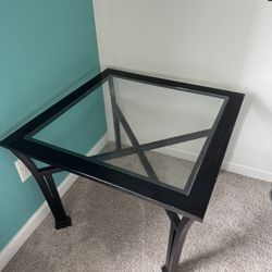 2 Black Side Tables With Glass Tops