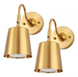 2 Pack 5” 1-Light Gold Wall Sconces, Dimmable Wall Light with Remote Control