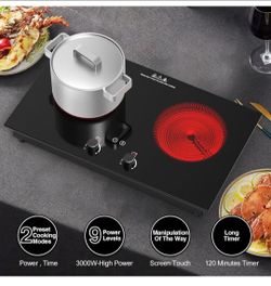 Electric Cooktop,3000W Electric Stove Top,Countertop and Built-in Hot Plate with Child Safety Lock, Timer, LED touch Knob Control,Overheat Protection,