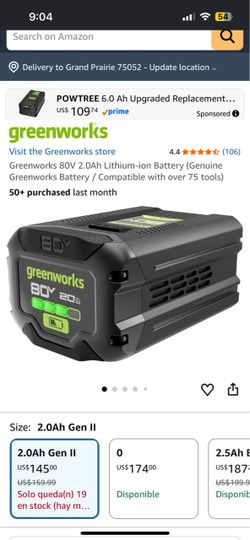 Greenworks 80V 2.0Ah Lithium-Ion Battery