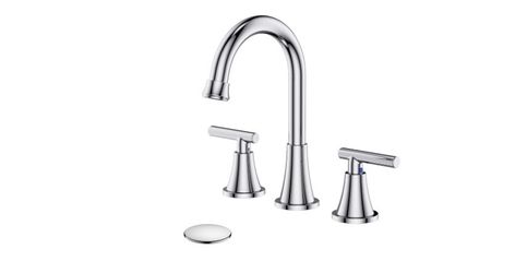 Bathroom Faucets for Sink 3 Hole, Hurran Chrome Bathroom Sink Faucet with Pop-up Drain and Supply Lines, Stainless Steel Lead-Free Widespread Faucet f