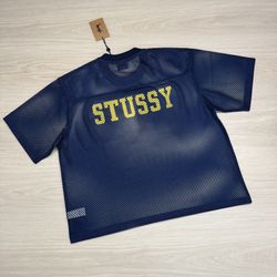 Stussy Navy Jersey Tee Cropped Men’s Women’s Clothes Y2K Brand New Size Large 