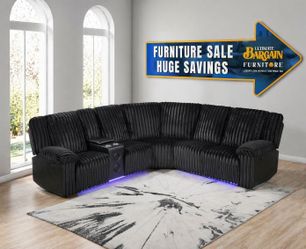 Power LED Reclining Sectional with Bluetooth