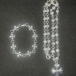 Chrome Hearts Necklace + Bracelet Set 