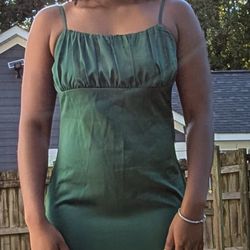 Deep Green Long Satin Dress By Nastygal 