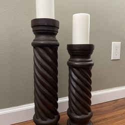 Tall Solid Wood Candle Holders