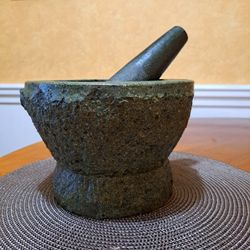 Polished Granite Mortar & Pestle 5 1/2 in tall by 8 in wide