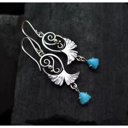 Beautiful flower design earrings with turquoise stone