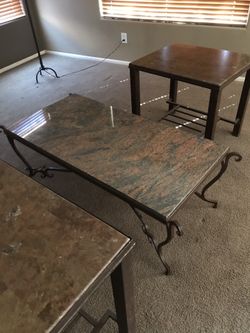 Granite coffee table with tv stand and end table
