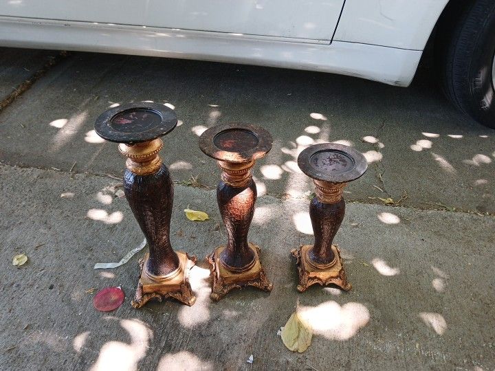 Set Of Three Antique Style Candle Holders, Very Elegant Pieces