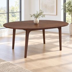 Mid-Century Modern Round Dining Table with Leaf – Seats 4 to 6