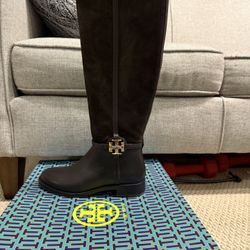 Tory Burch Calf Leather Suede Boot Size 6 Women 