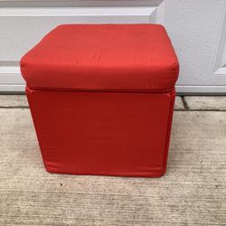 Red Collapsible Storage Cube Ottoman 