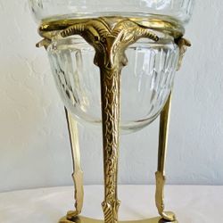 Vintage Art Deco Horned Ram Brass Pedestal Stand Holder Thumbnail